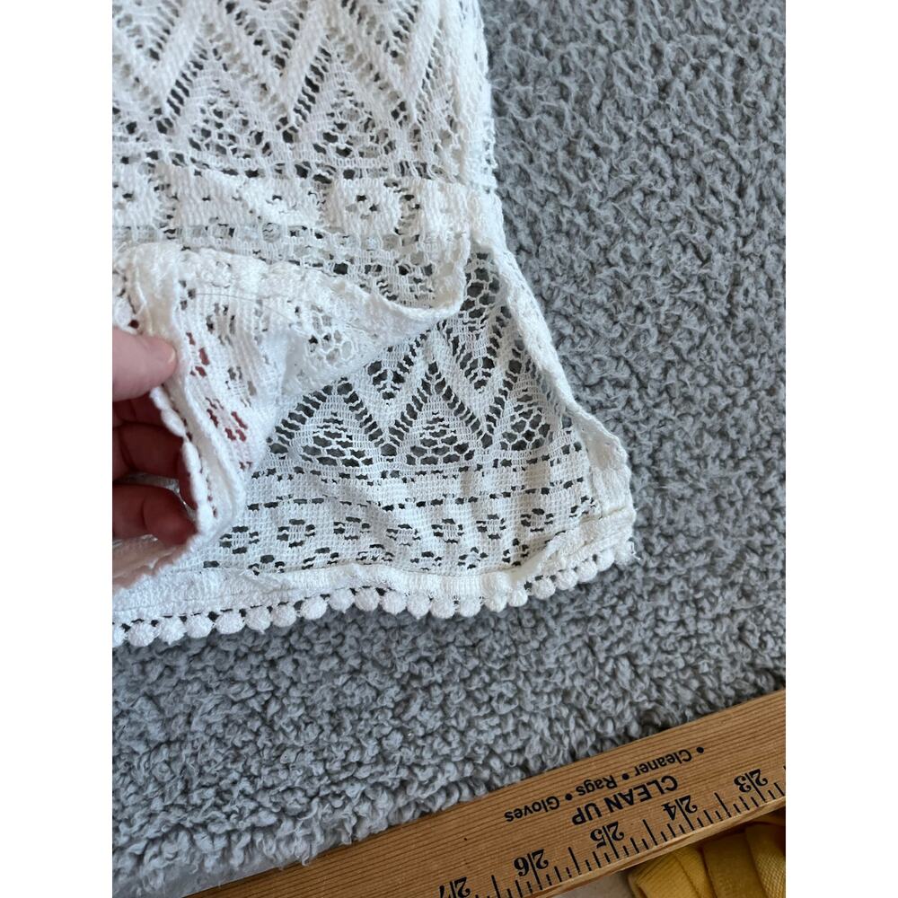 Soma Coverup Mini Dress Medium Crochet Open Knit Sheer Long Sleeve White Beach - Picture 3 of 14